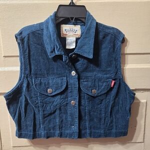 Tickets Women's Corduroy Teal Blue Cropped Western Vintage Vest Size: 11/12